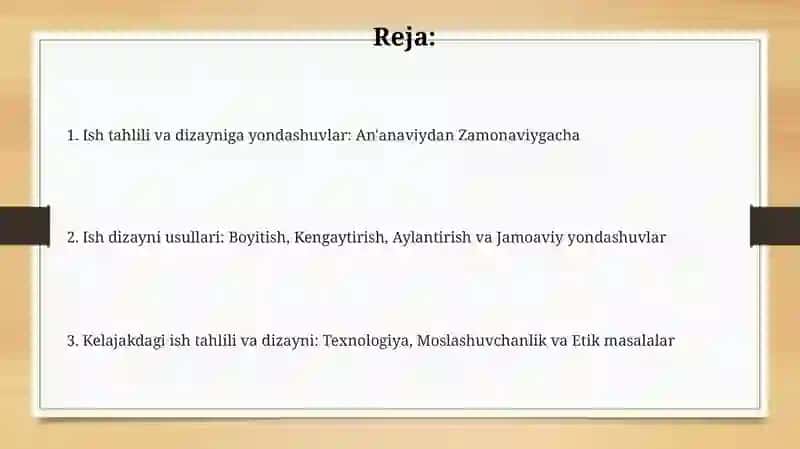 Ish orinlarini tahlil qlish va loyihalash yondashuvlari 2