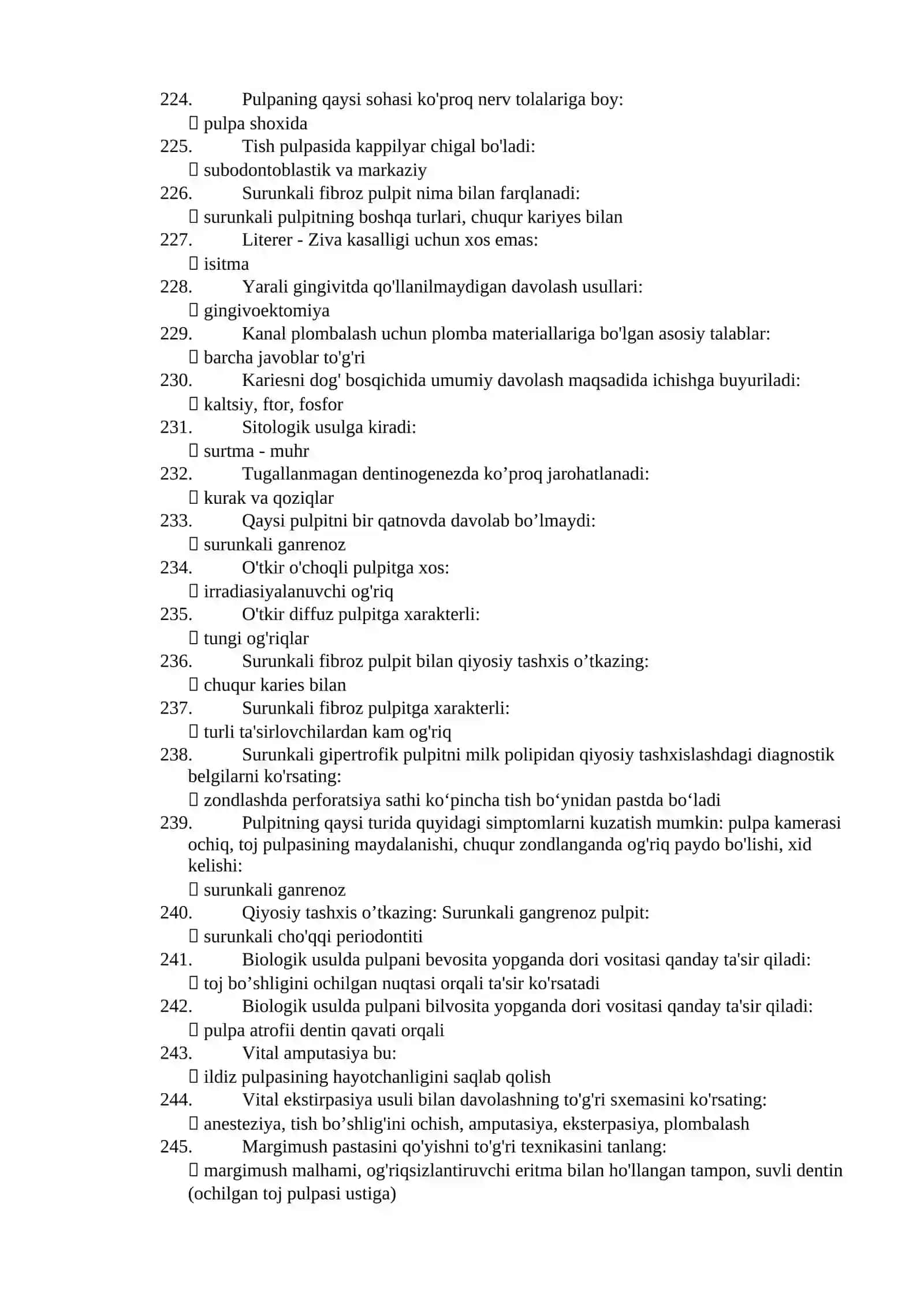 STOMOTOLOGIYA test ARGOS 2