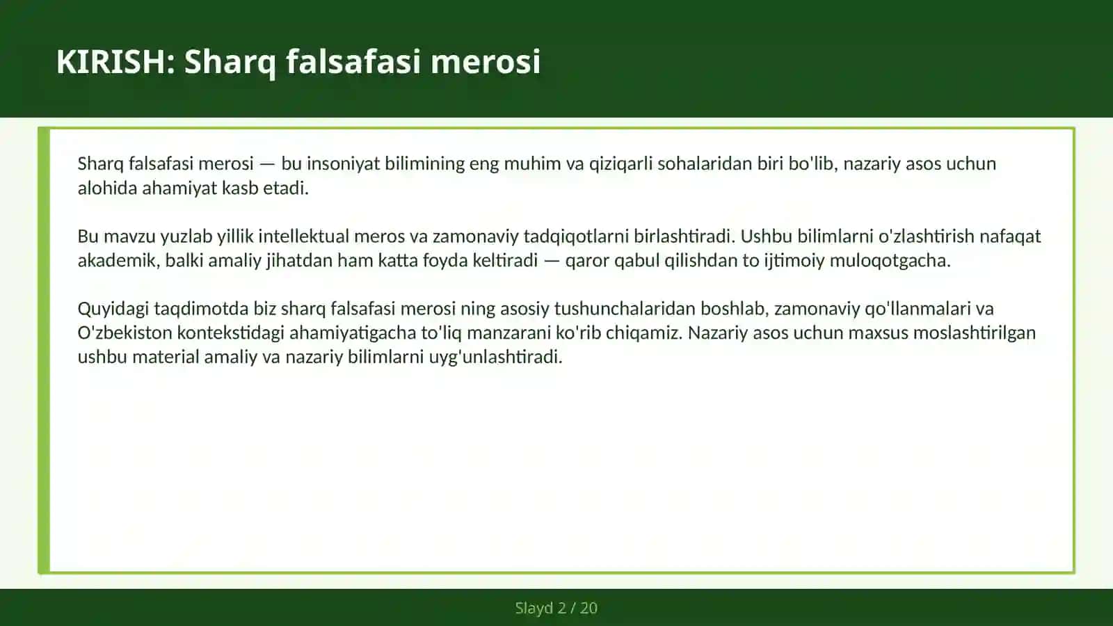 SHARQ FALSAFASI MEROSI 2