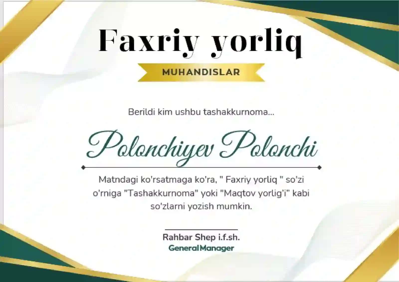 Faxriy yorliq 2