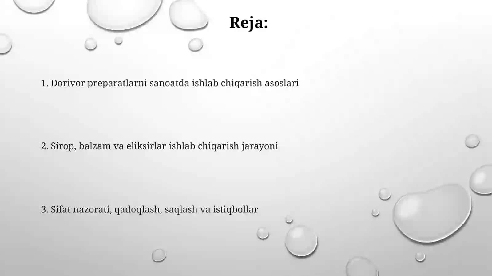 dorivor preparatlarni sanoatda ishlabchiqarish. Sharbatlar. Balzamlar. Eliksirlar 2