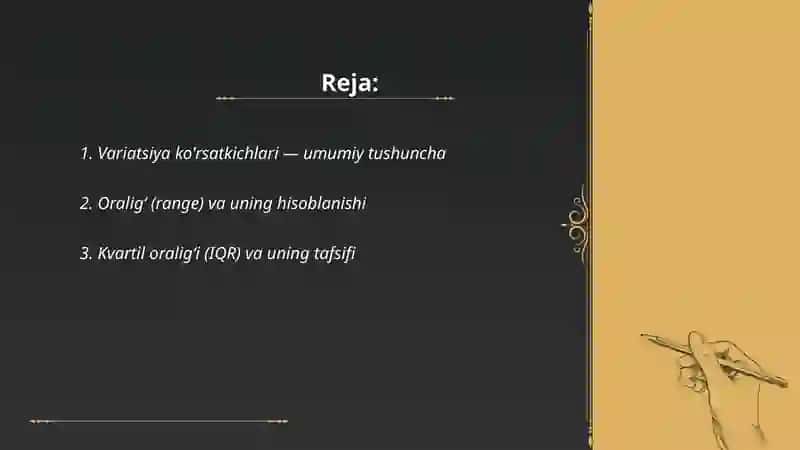 Variatsiya ko'rsatkichlari 2