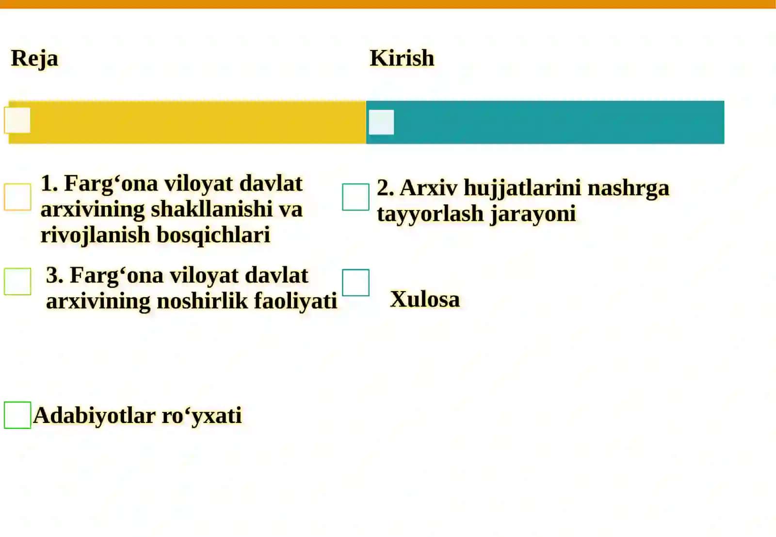 Farg‘ona viloyat davlat arxivining noshirlik ishlari 2