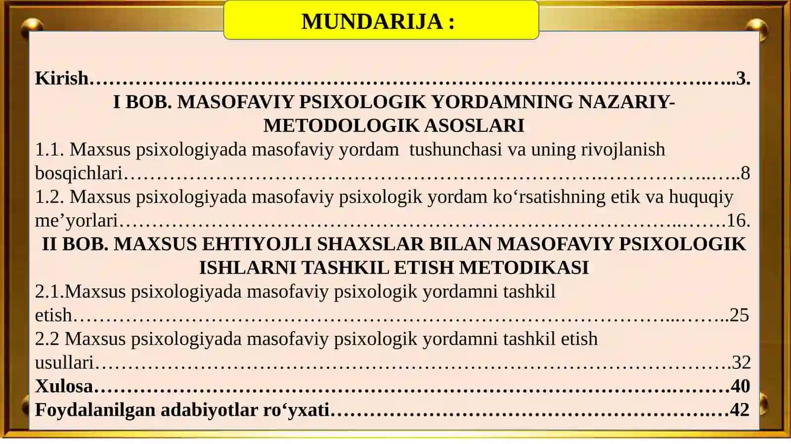 MAXSUS PSIXOLOGIYADA MASOFAVIY PSIXOLOGIK YORDAM 2