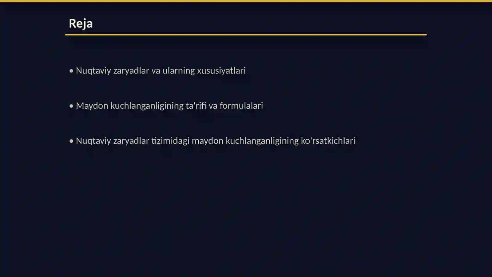 Nuqtaviy zaryadlar tizimining maydon kuchlanganligi 2