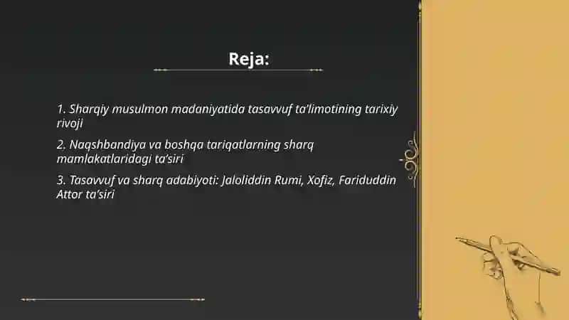 Tasavvuf taʼlimotining sharq musulmon madaniyatiga taʼsiri 2
