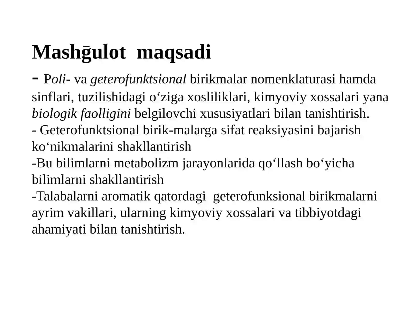 ORGANIZM FAOLIYATIDA QATNASHADIGAN POLI-va GETEROFUNKTSIONAL BIRIKMALAR 2