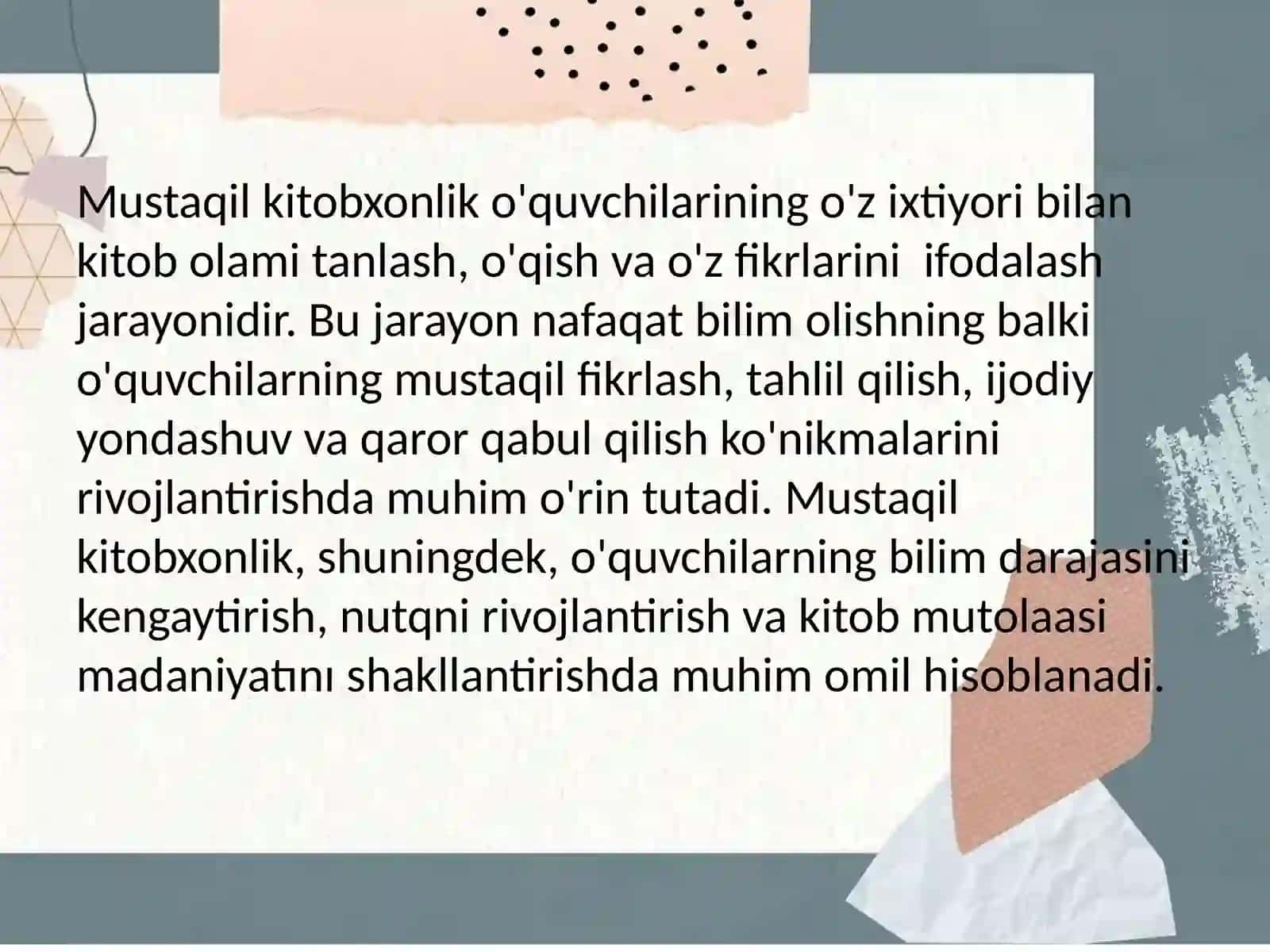 Mustaqil kitobxonlik yuzasidan metodik tafsiya 2