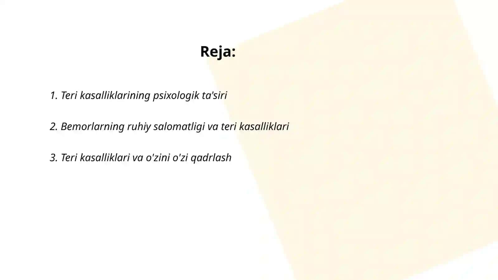 Teri kasalliklari bilan xastalangan bemorlarning psixologik xususiyatlari 2