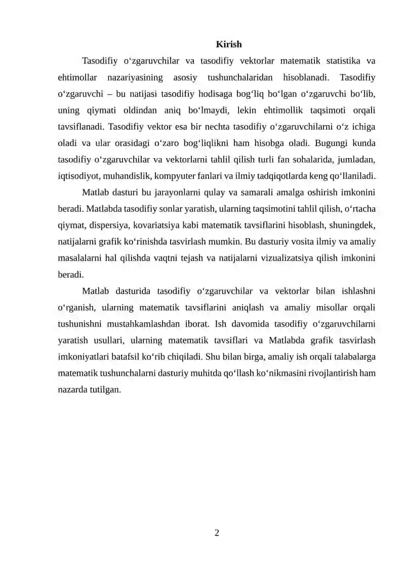 Matlab dasturi 2