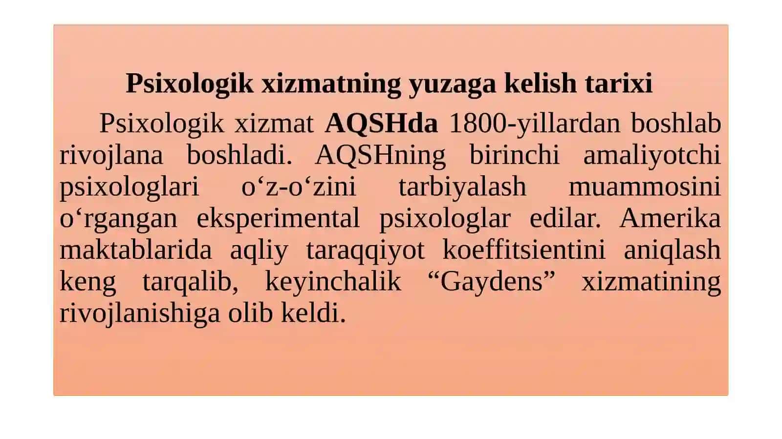 Psixologik xizmatni tashkil etishning umumiy mezonlari 2