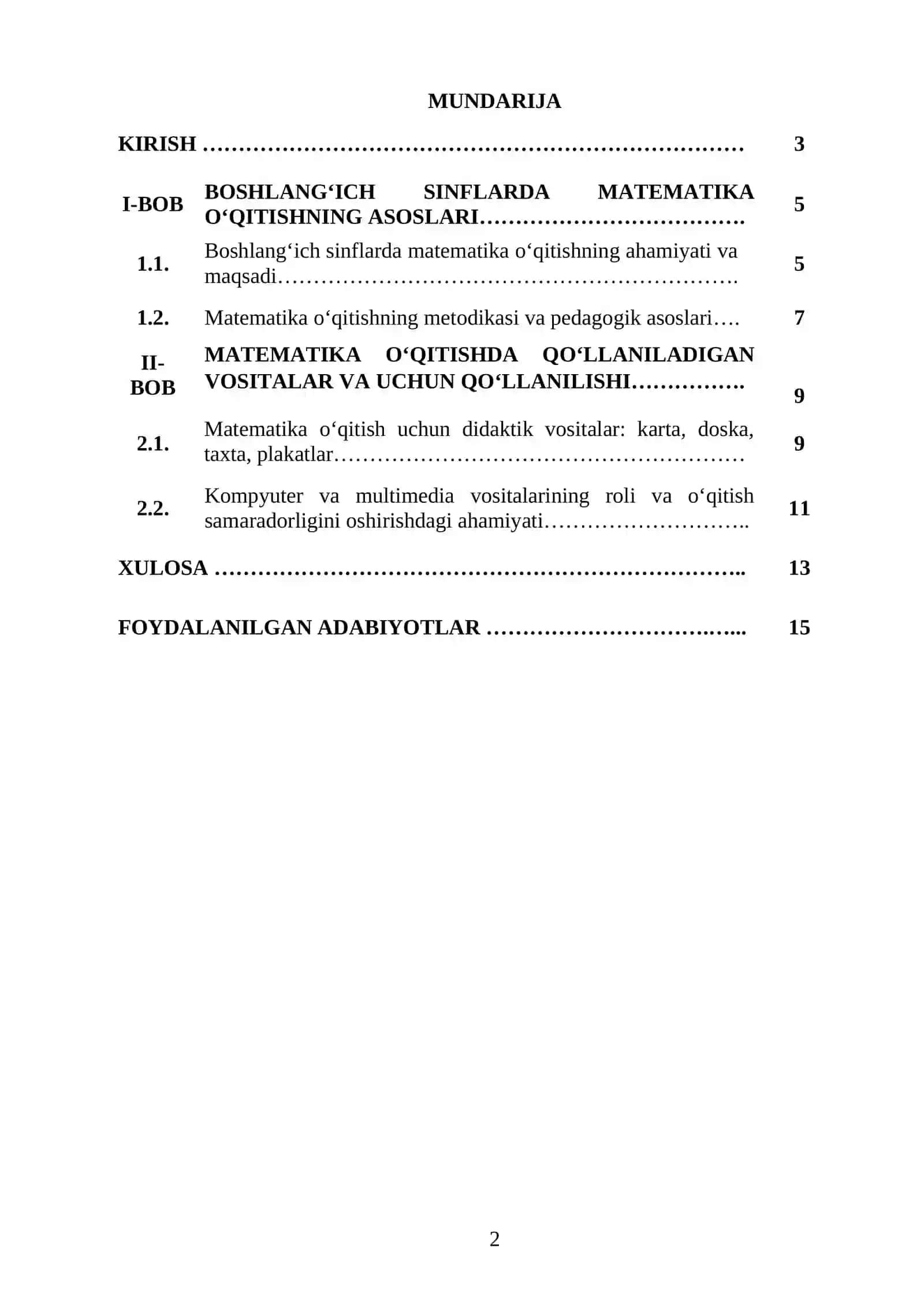 BOSHLANG‘ICH SINFLARDA MATEMATIKA OʻQITISH VOSITALARI 2