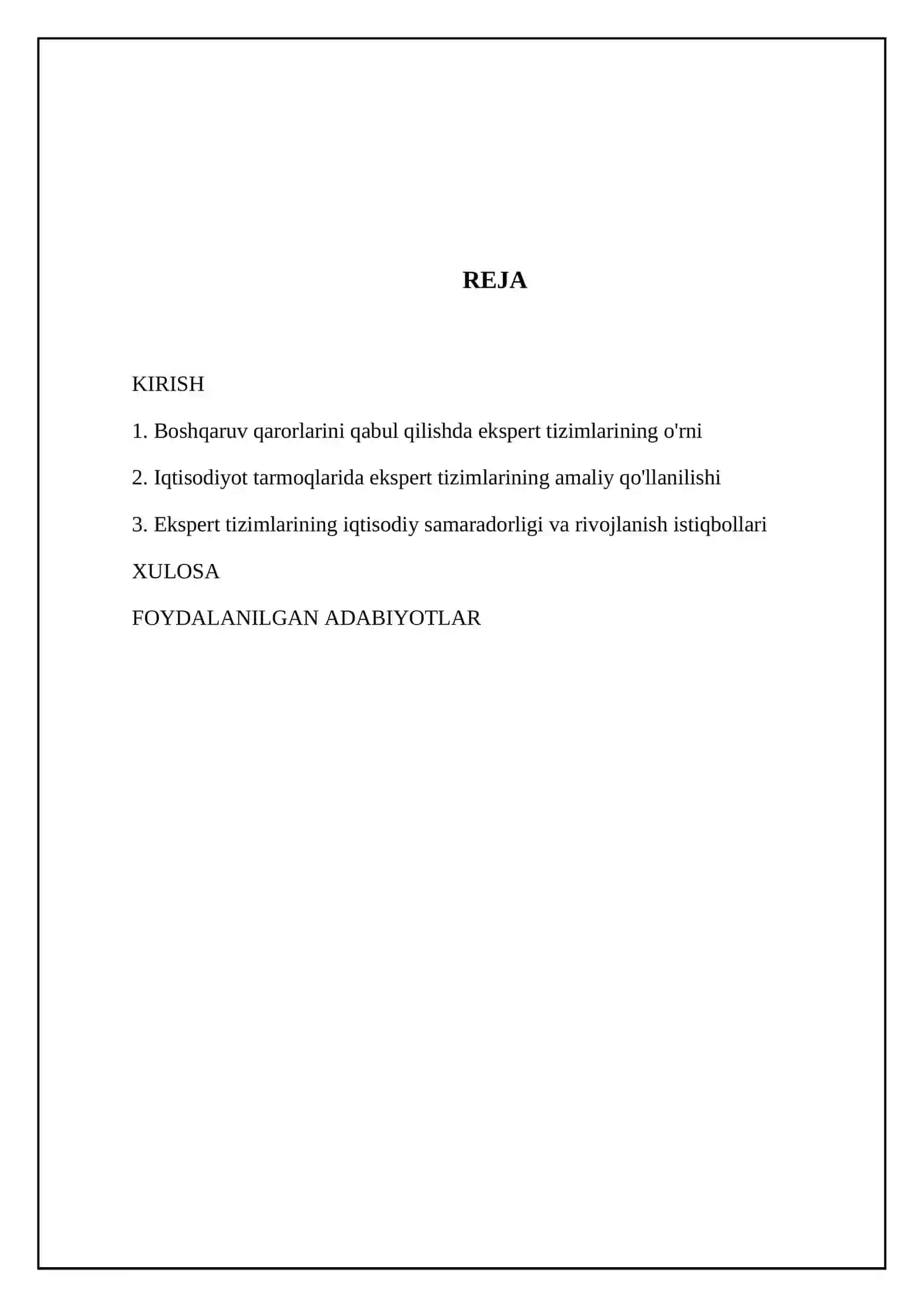 Ekspert tizimlarining iqtisodiy samaradorligi va rivojlanish istiqbollari 2