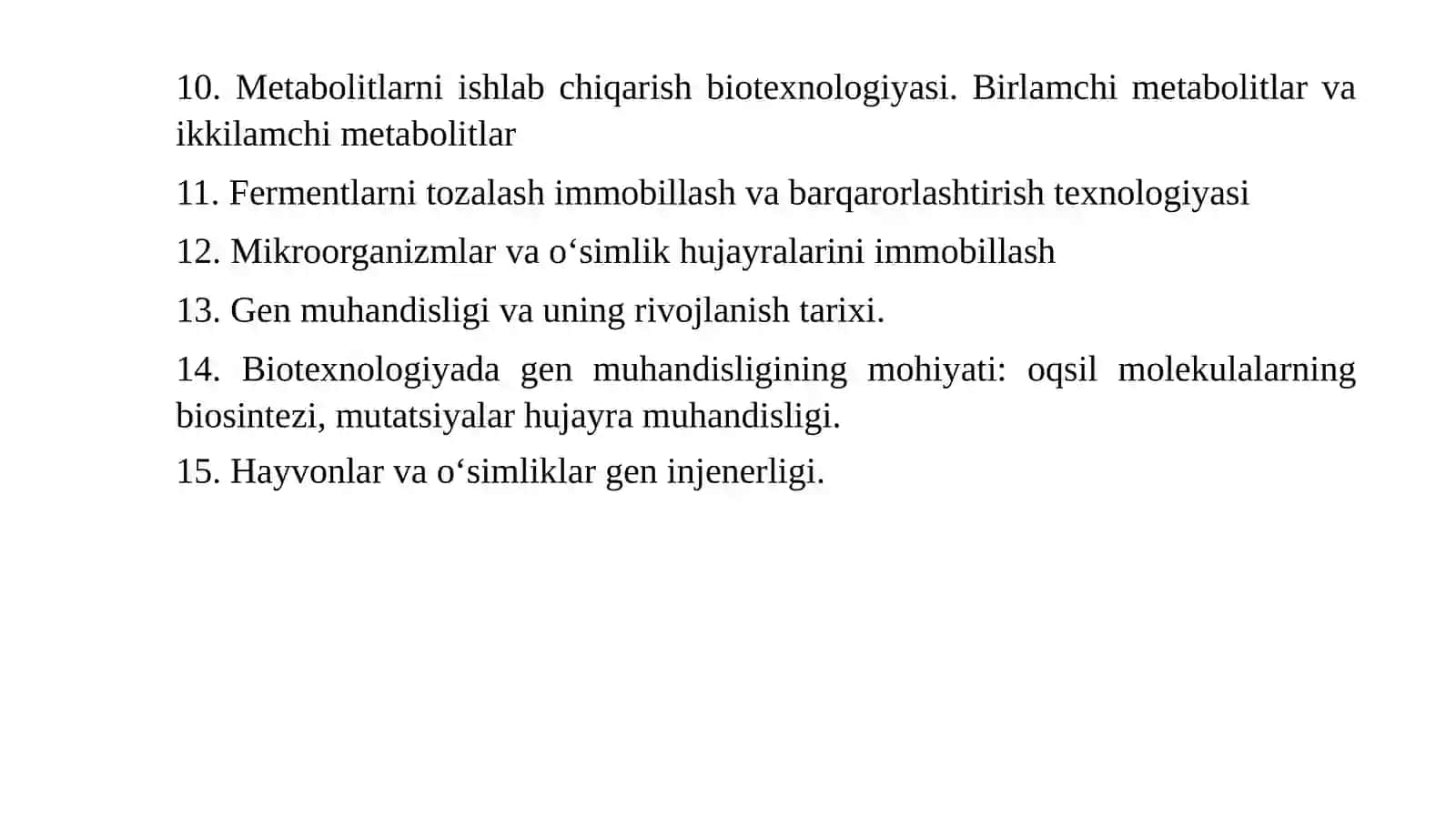 Biotexnologiyaning asosiy yo'nalishlarini tavsiflang 2