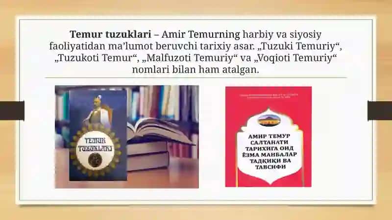 AMIR TEMUR VA TEMURIYLAR BO’YICHA MANBALAR 2