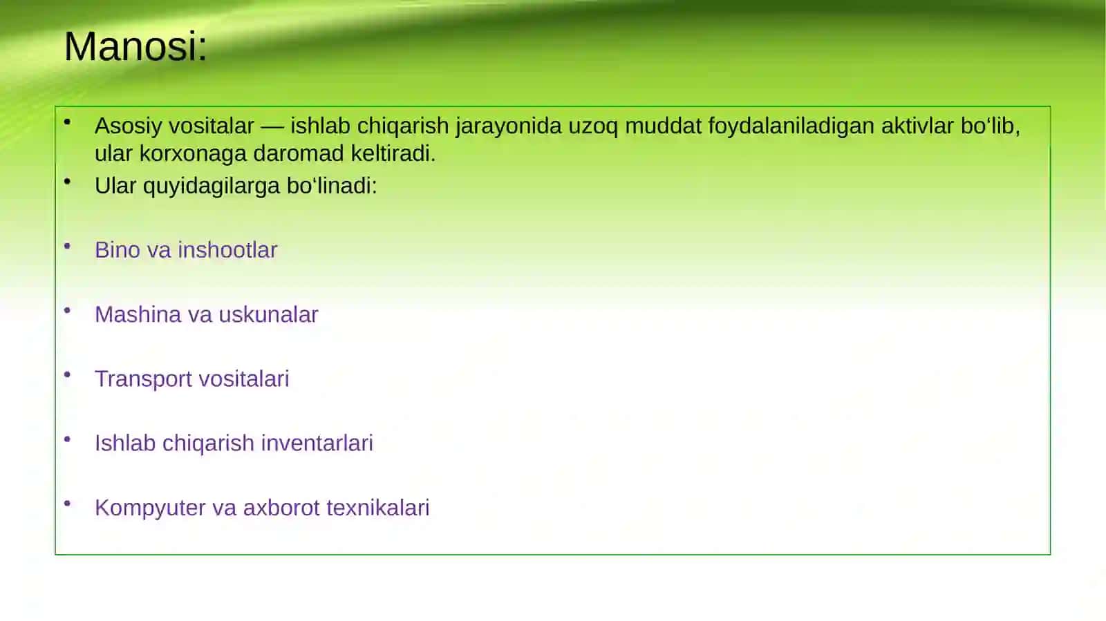 Asosiy vositalar bilan ta’minlanganlik va ulardan foydalanish samaradorligining statistik tahlili 2