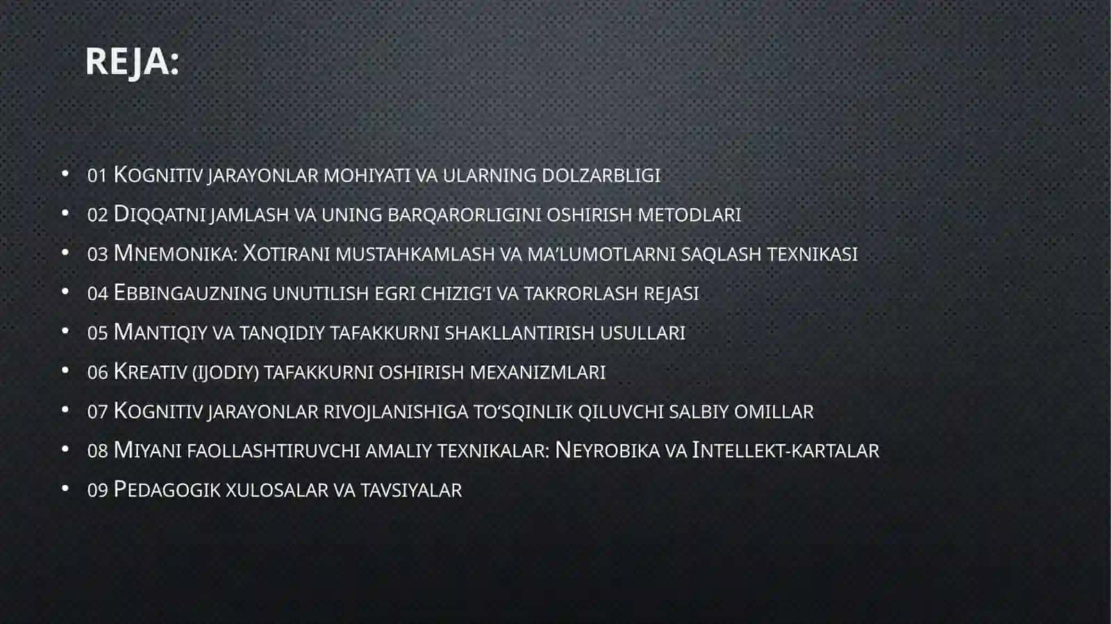 DIQQAT, XOTIRA VA TAFAKKURNI RIVOJLANTIRISH METODIKALARI 2
