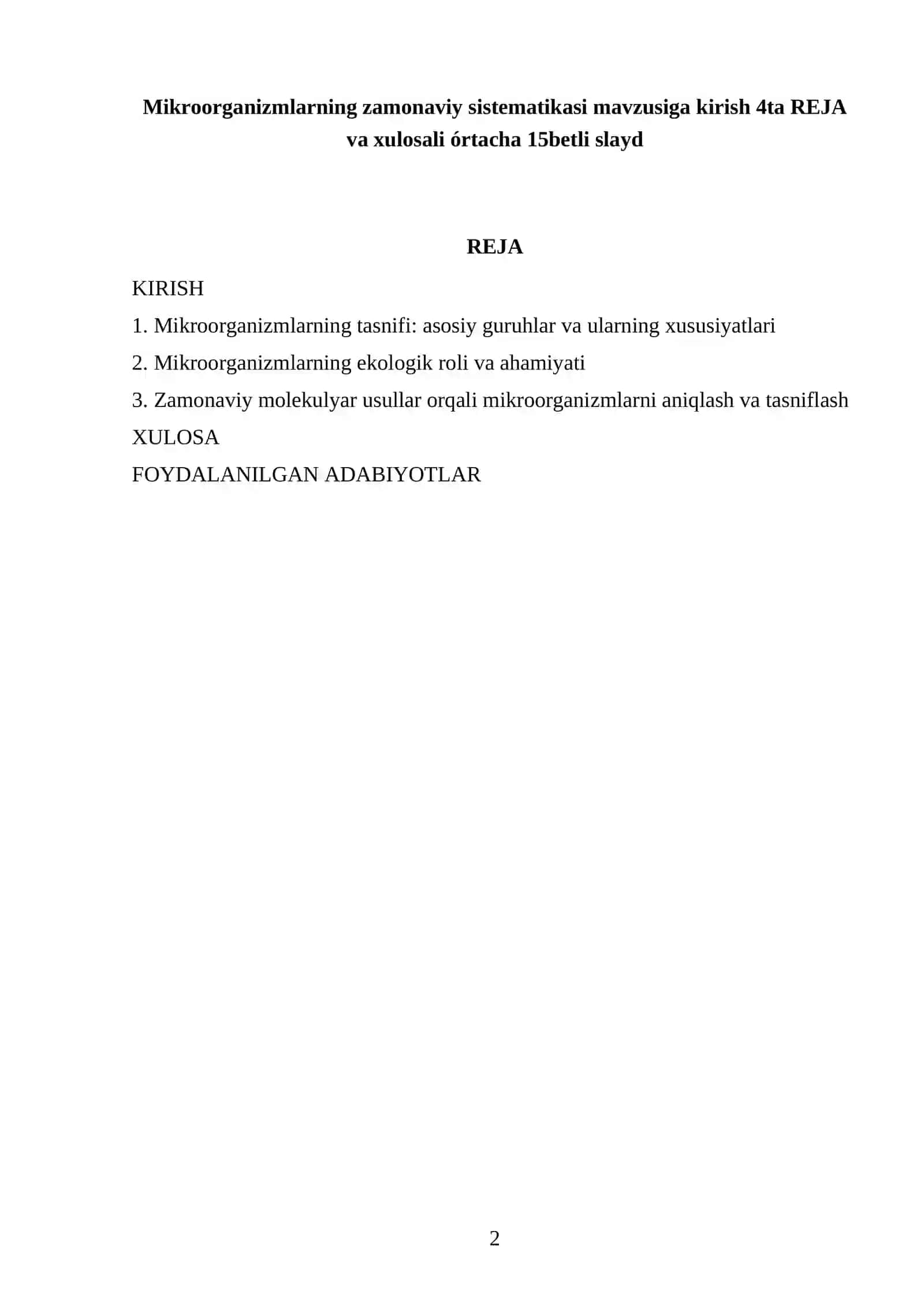 Mikroorganizmlarning zamonaviy sistematikasi 2