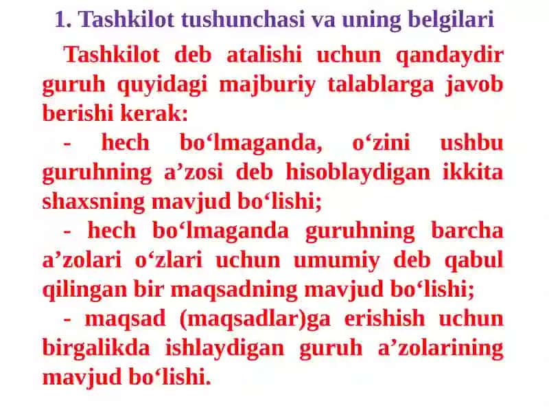 Tashkilot va uni boshqarish 2