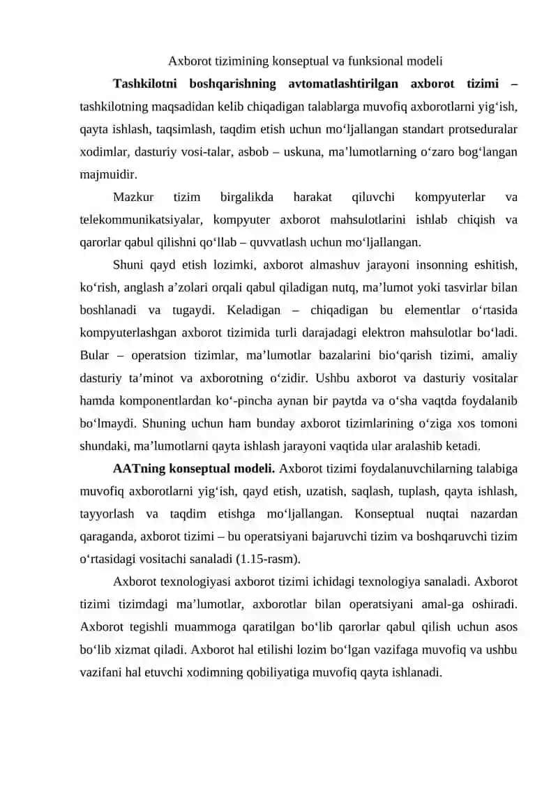 Axborot tizimining konseptual va funksional modeli 2