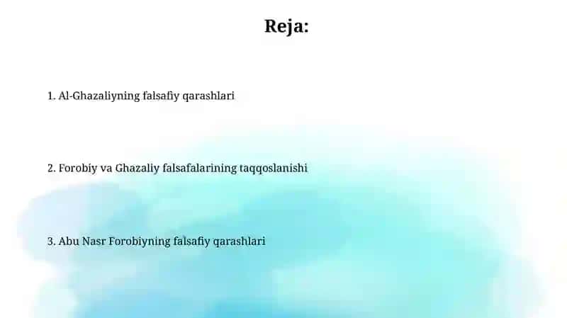 Abu Nasr Farobiy va G'azolliyning falsafa ilmigaoidqarashlari 2