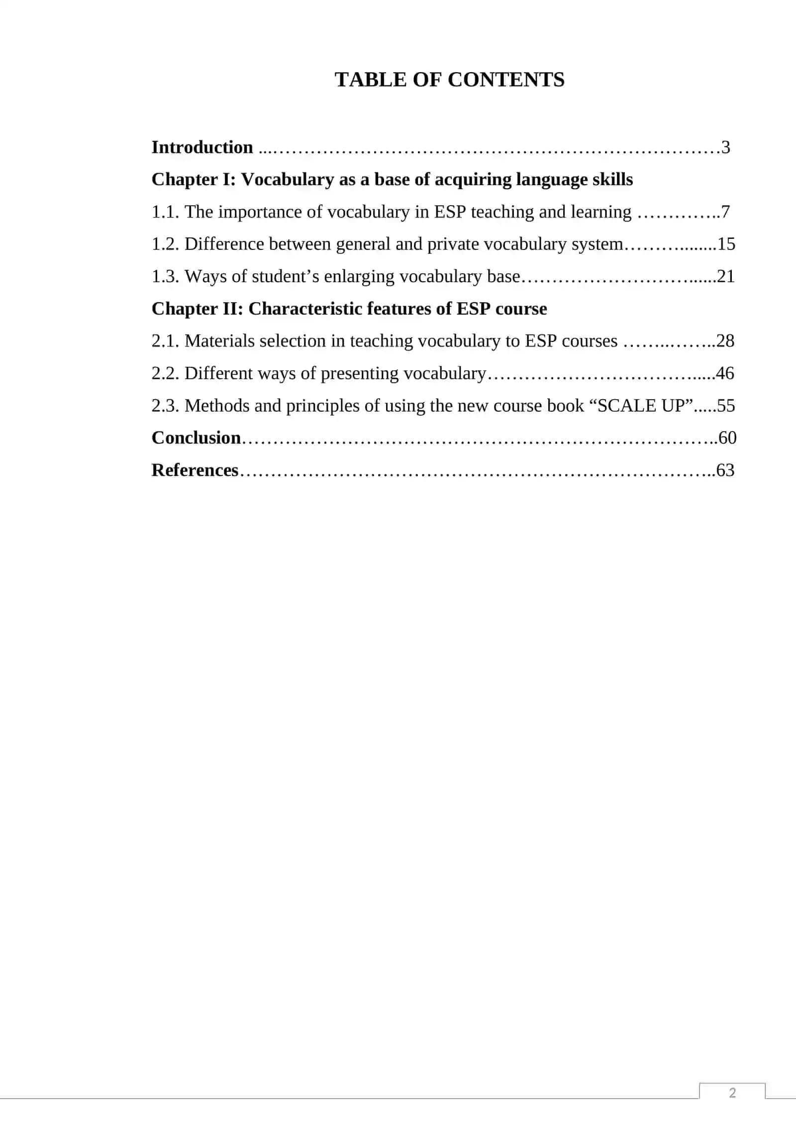 The selection and evaluation of words in teaching vocabulary to ESP students on the material of scale up 2