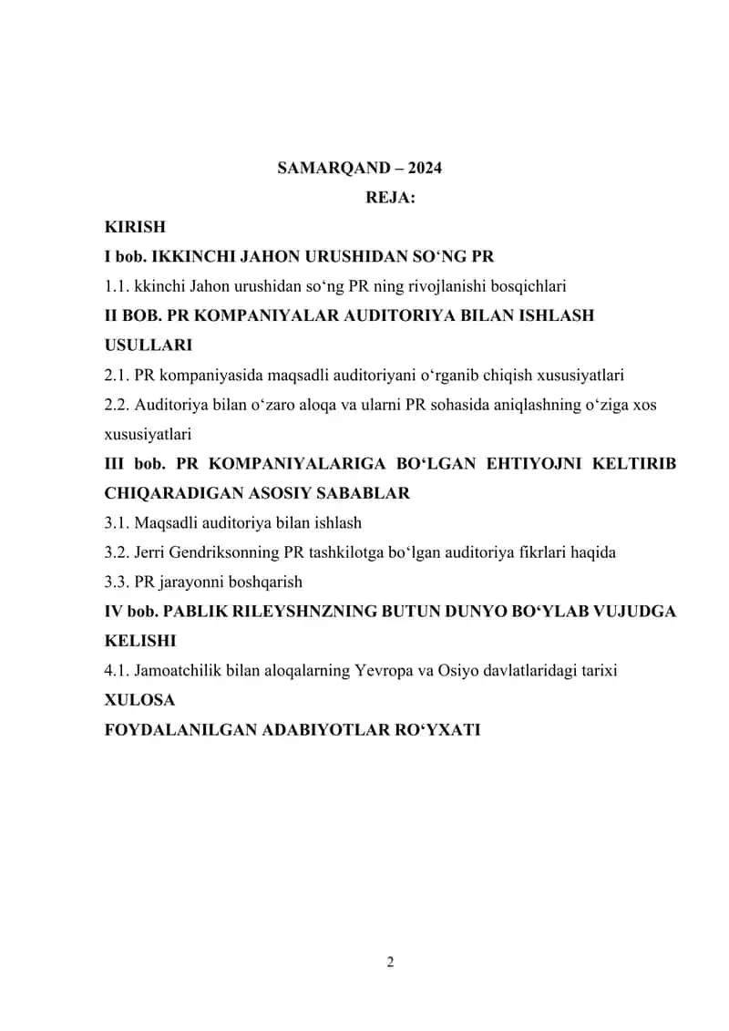 XALQARO PR KURS ISHI 2