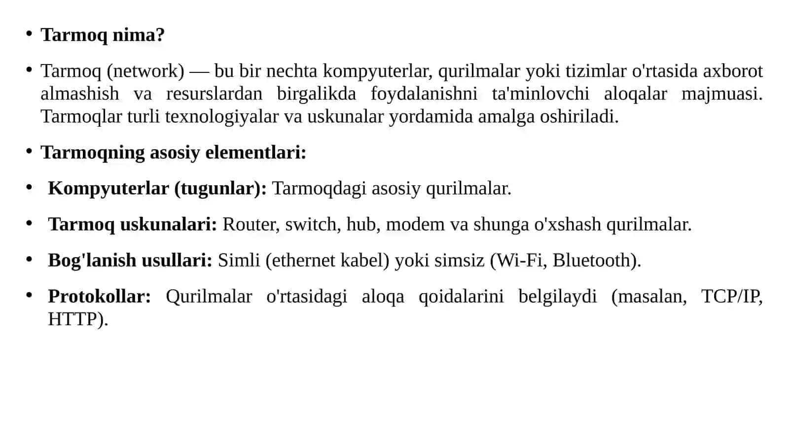 Tarmoq Tushunchasi va Uning Tashkilotlash 2