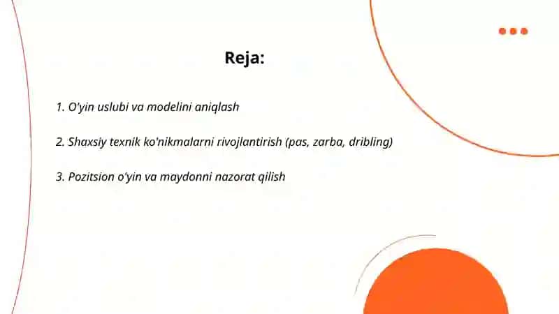 Futbolchilarni texnik-taktik tayyorgarligini amalga oshirish 2