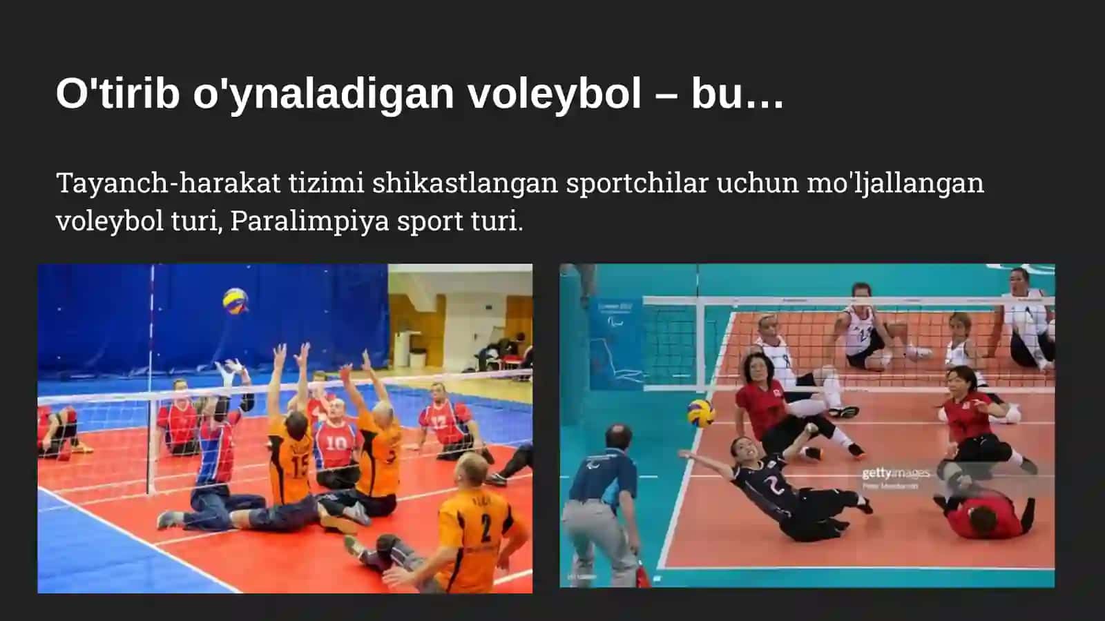 Imkoniyati cheklanganlar uchun o'tirib voleybol o'ynash 2