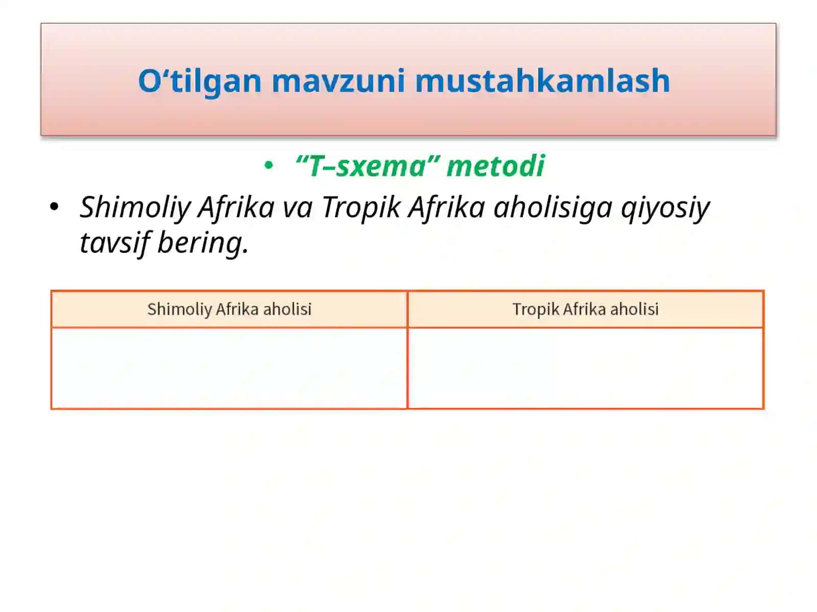 O‘tilgan mavzu mustahkamlash 2
