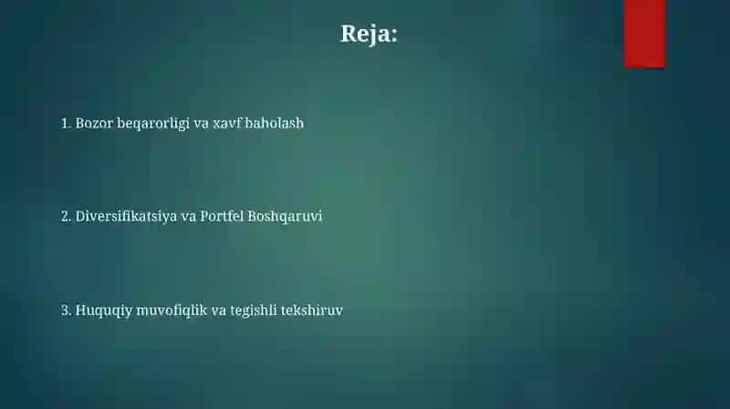 Investitsion xatarlar va ularni kamaytirish yo‘llari 2
