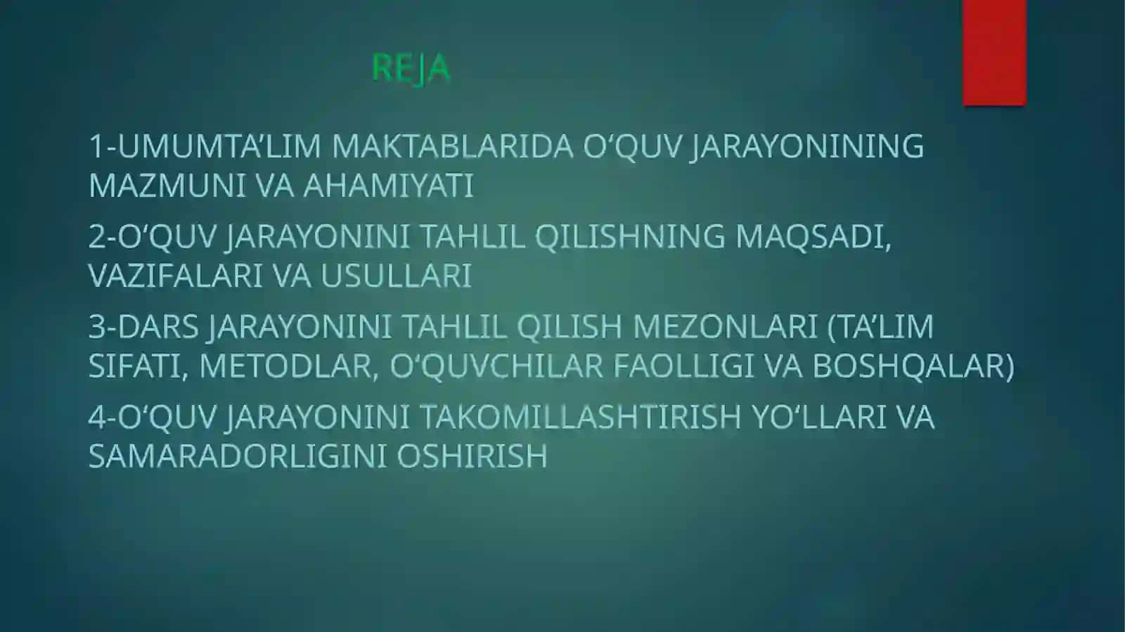 Umumta’limmaktablaridao‘quvjarayonlarinitahlilqilish 2