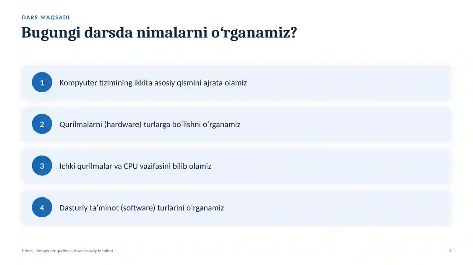 Kompyuter qurilmalari va dasturiy taʼminot 2
