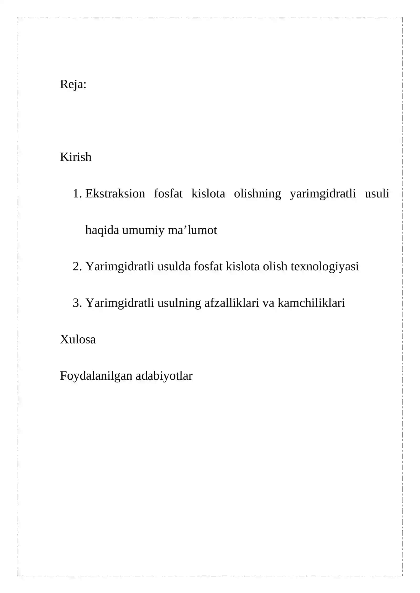 EKSTRAKSION FOSFAT KISLOTA OLISHNING YARIMGIDRATLI USULI 2
