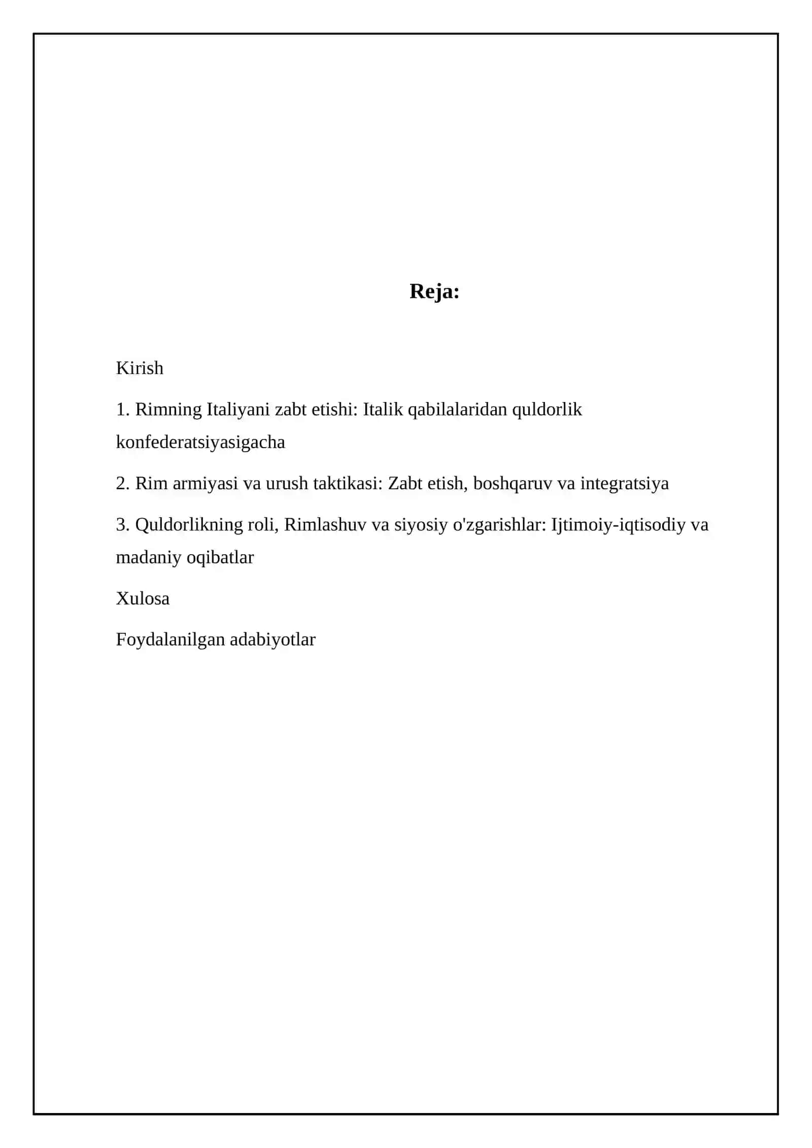 Rimning Italiyani istilo qilishi va Rim quldorlik konfederatsiyasining tashkil topishi 2