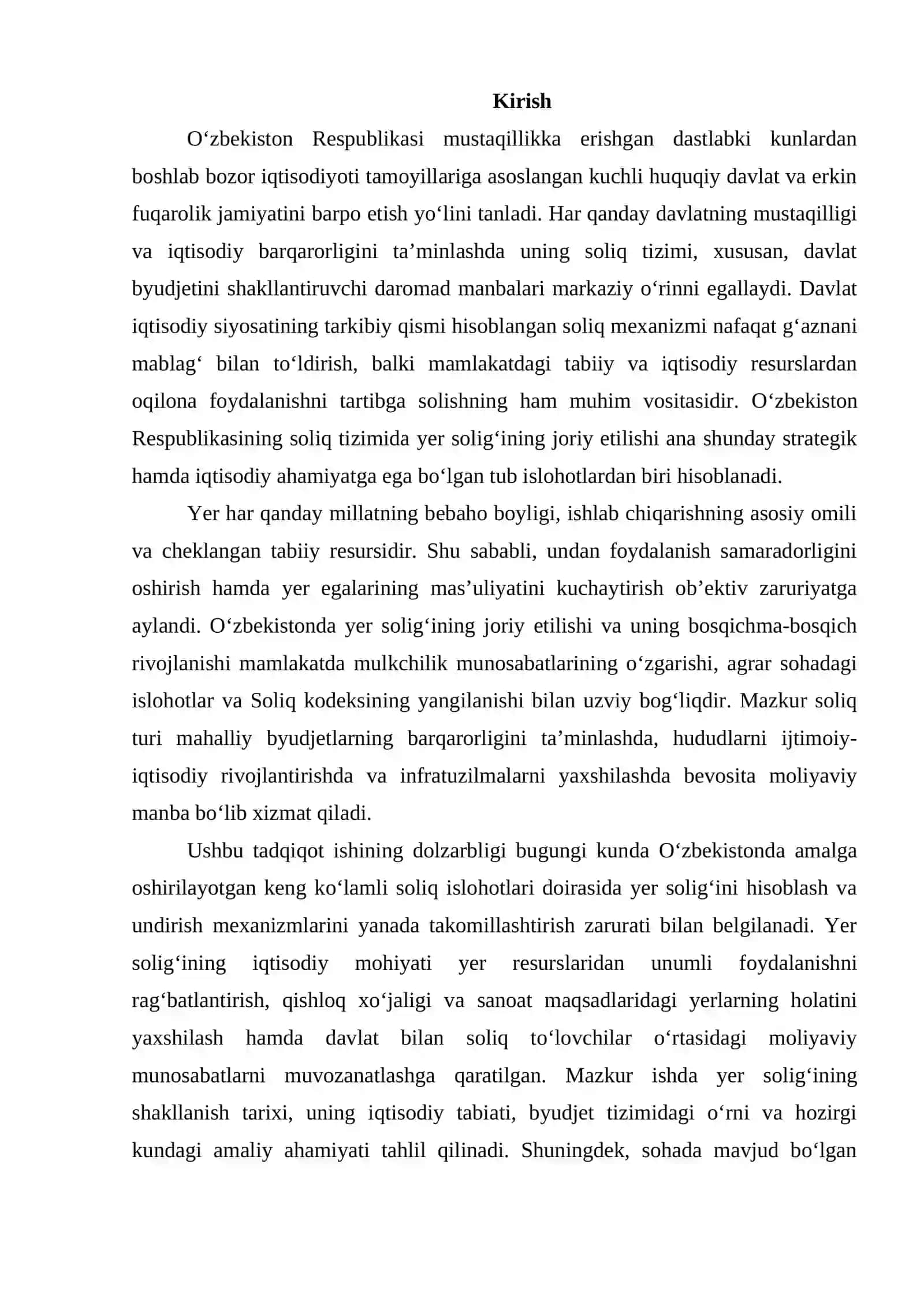 Oʻzbekiston Respublikasi soliq tizimi yer soligʻining joriy etilishi va iqtisodiy mohiyati 2