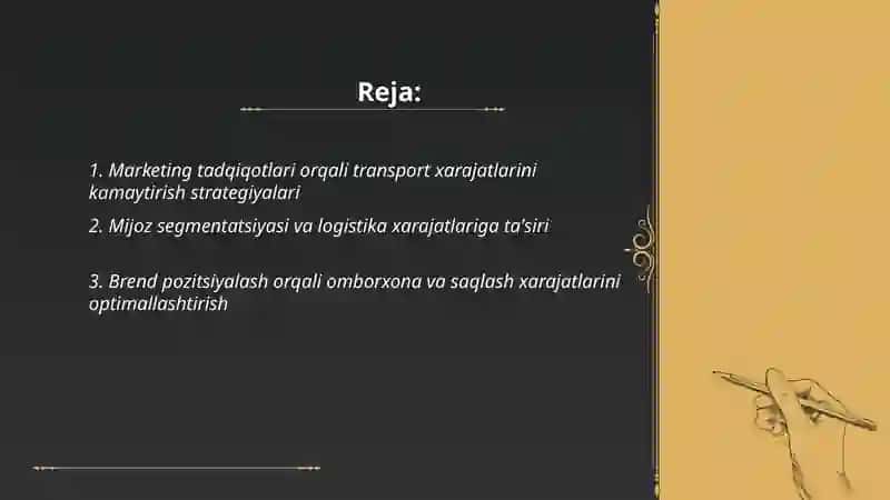 Logistika harajatlarini optimallashtirishda marketing roli 2