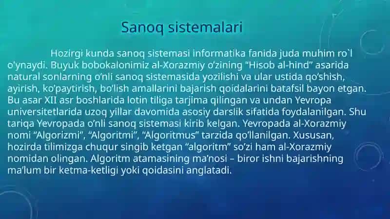 Sanoq sistemalari 2