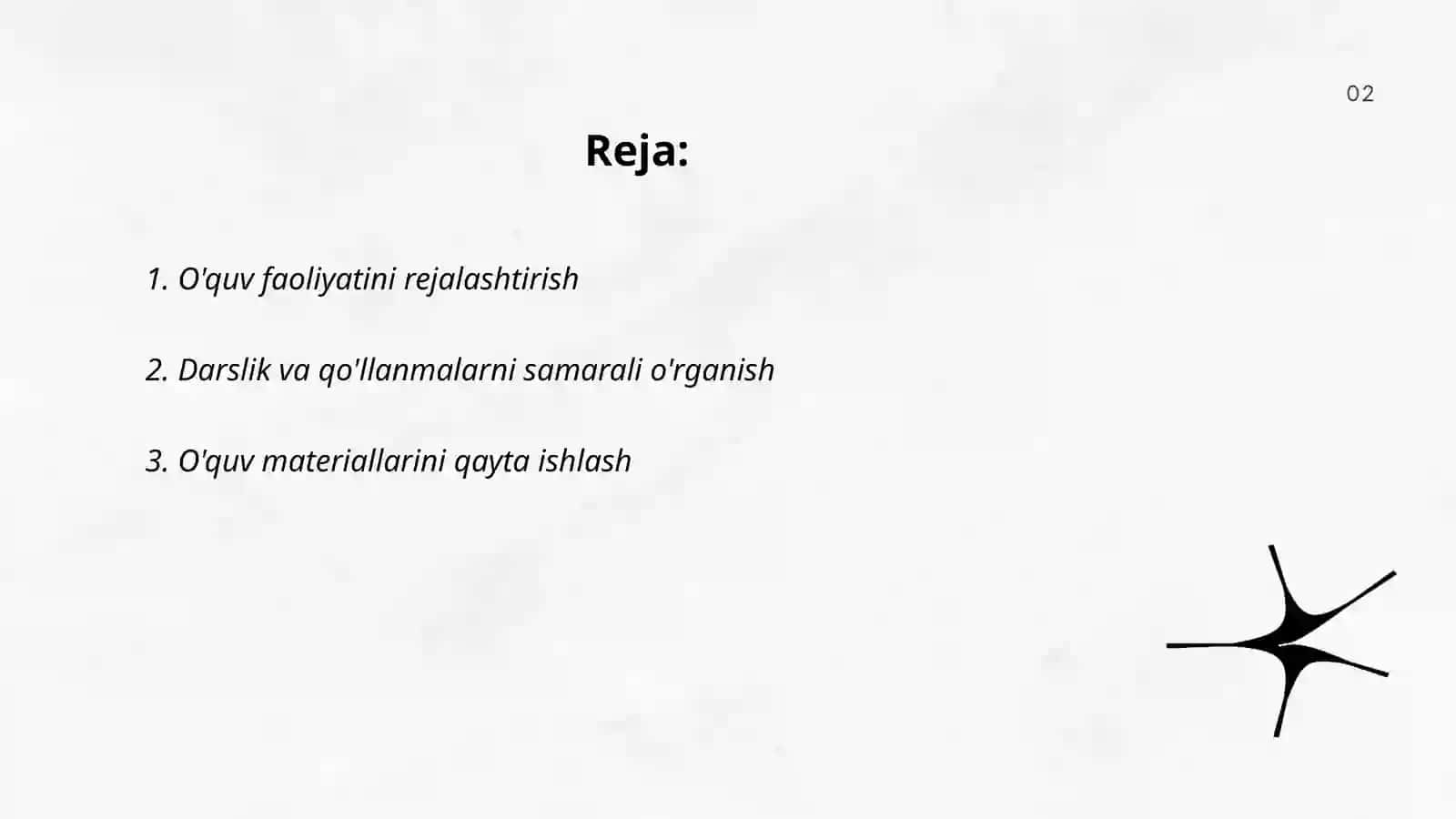 O'quv faoliyatini rejalashtirish 2