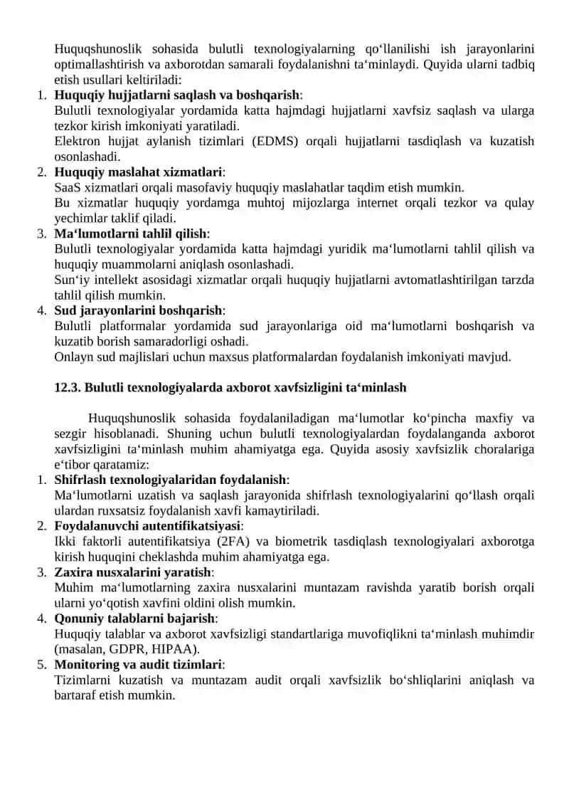 Huquqshunoslikda bulutli texnologiyalardan foydalanish 2