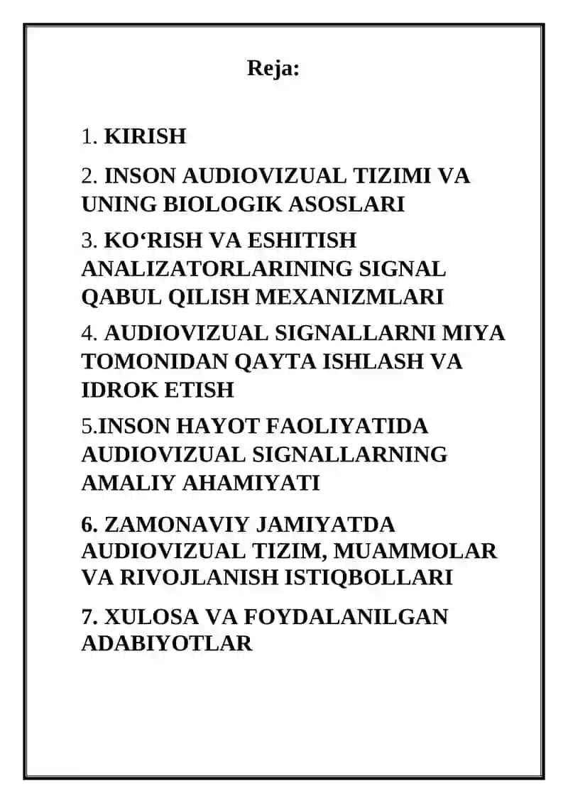 Inson audiovizual tizimining signal qabul qilishdagi roli 2