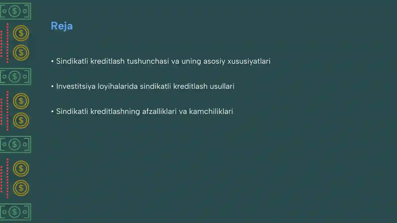 Sindikatli kreditlashning xususiyatlari 2
