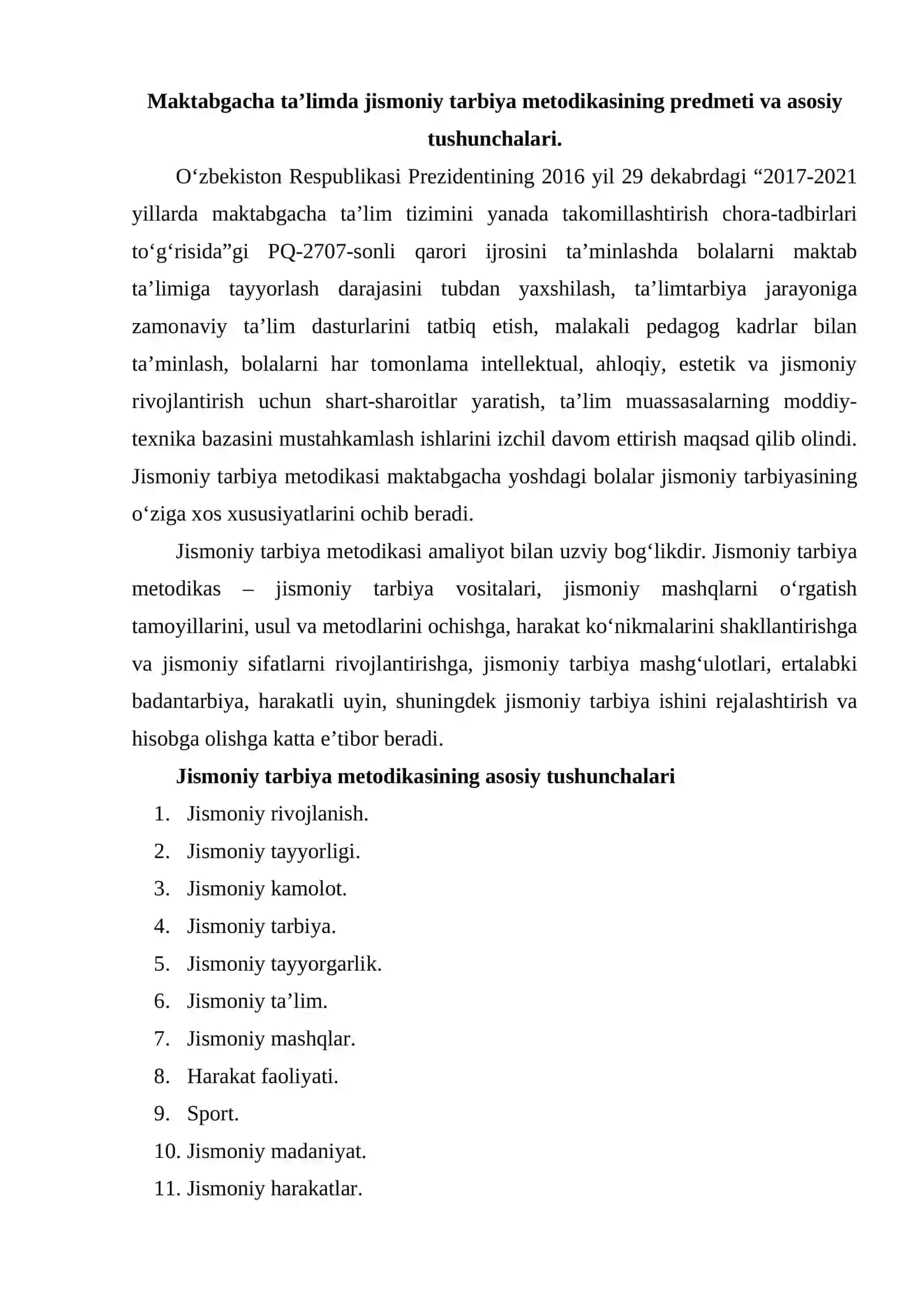 Maktabgacha ta'lim tashkilotlariga jismoniy tarbiya vazifalari va vositalarini tadbiq etish 2