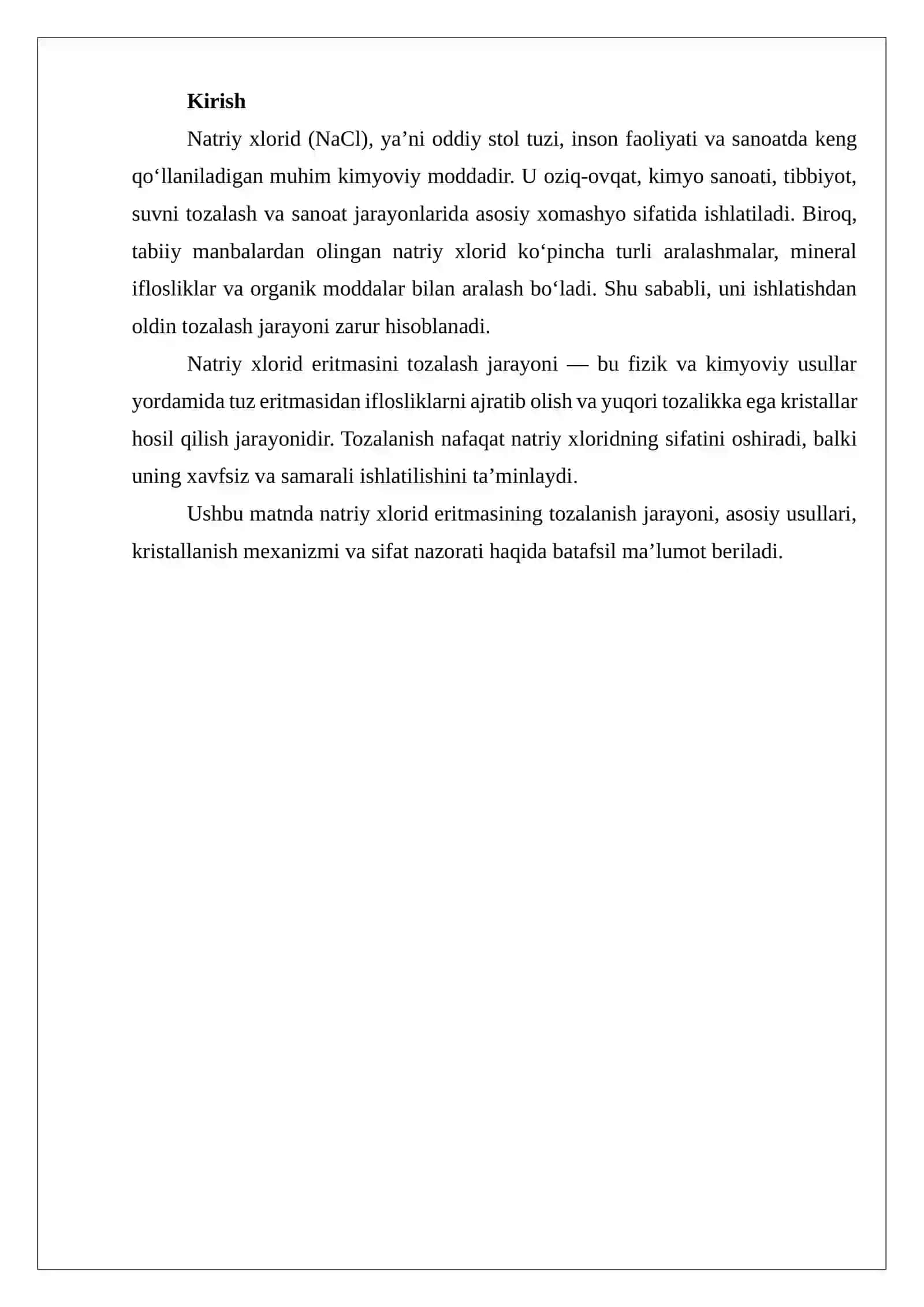 Natriy xlorid eritmasining tozalanish jarayoni 2