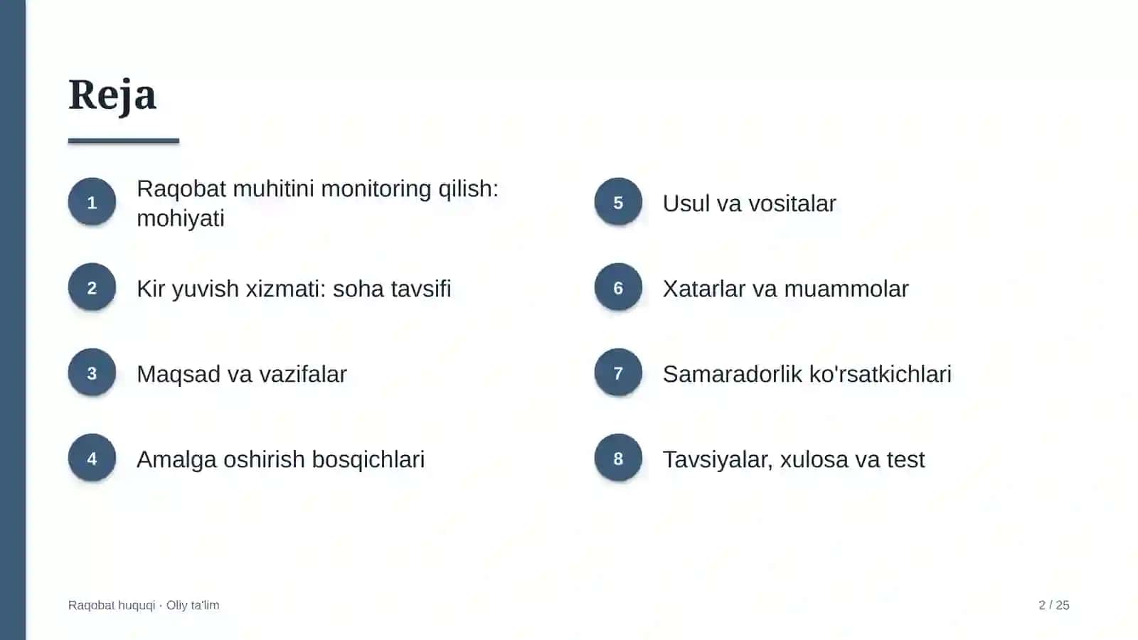 Kir yuvish xizmatida raqobat muhitini monitoring qilish 2