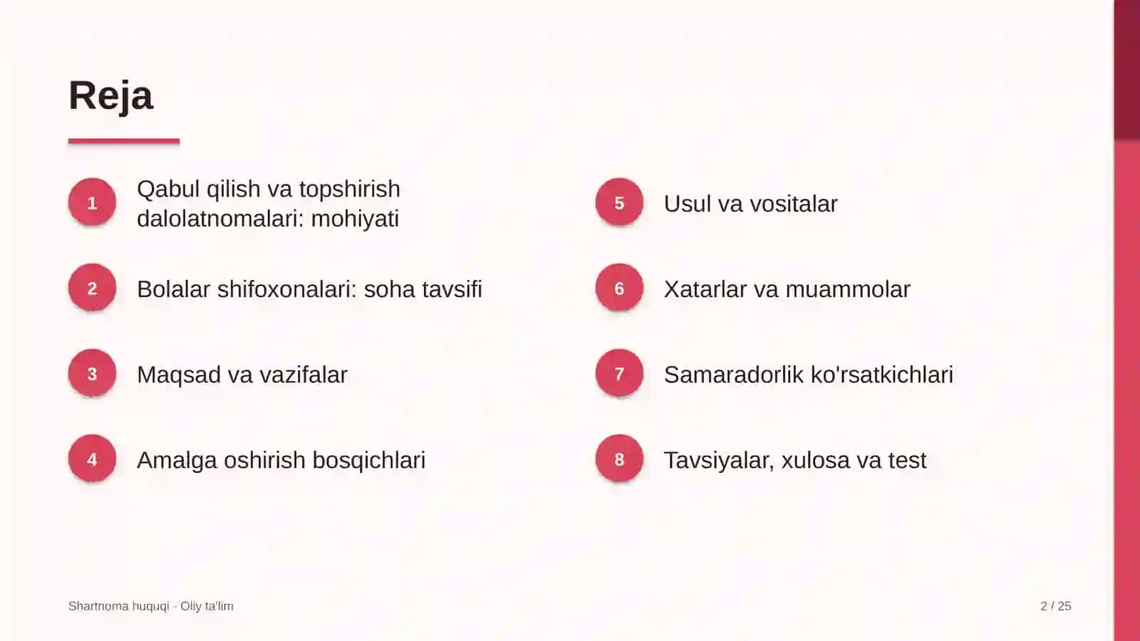 SHARTNOMA HUQUQI · OLIY TA'LIM 2