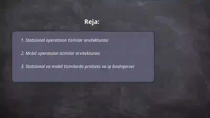 Statsional va mobil operatsion tizim dasturlari 2