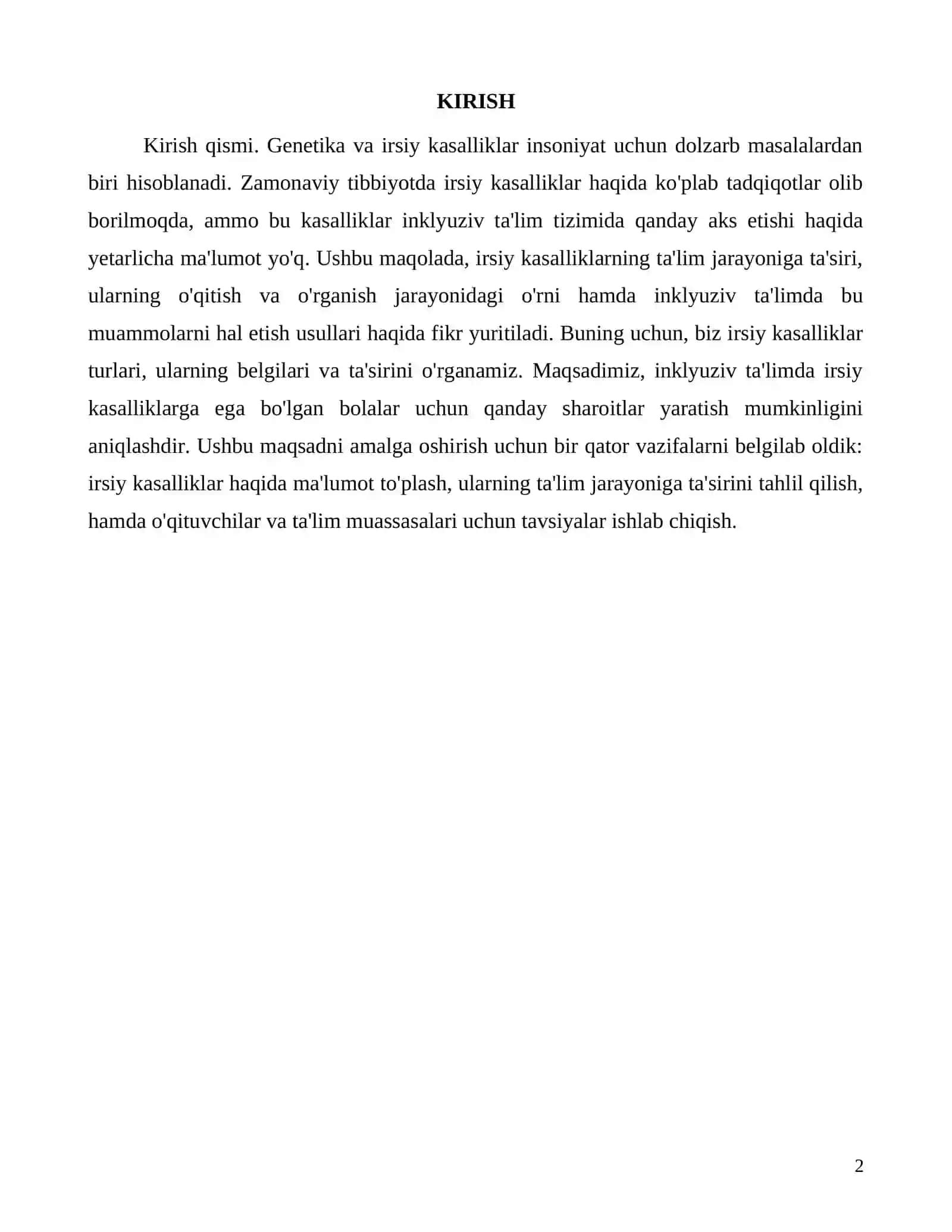 Genetika va irsiy kasalliklar: inklyuziv ta'lim jihatlari 2