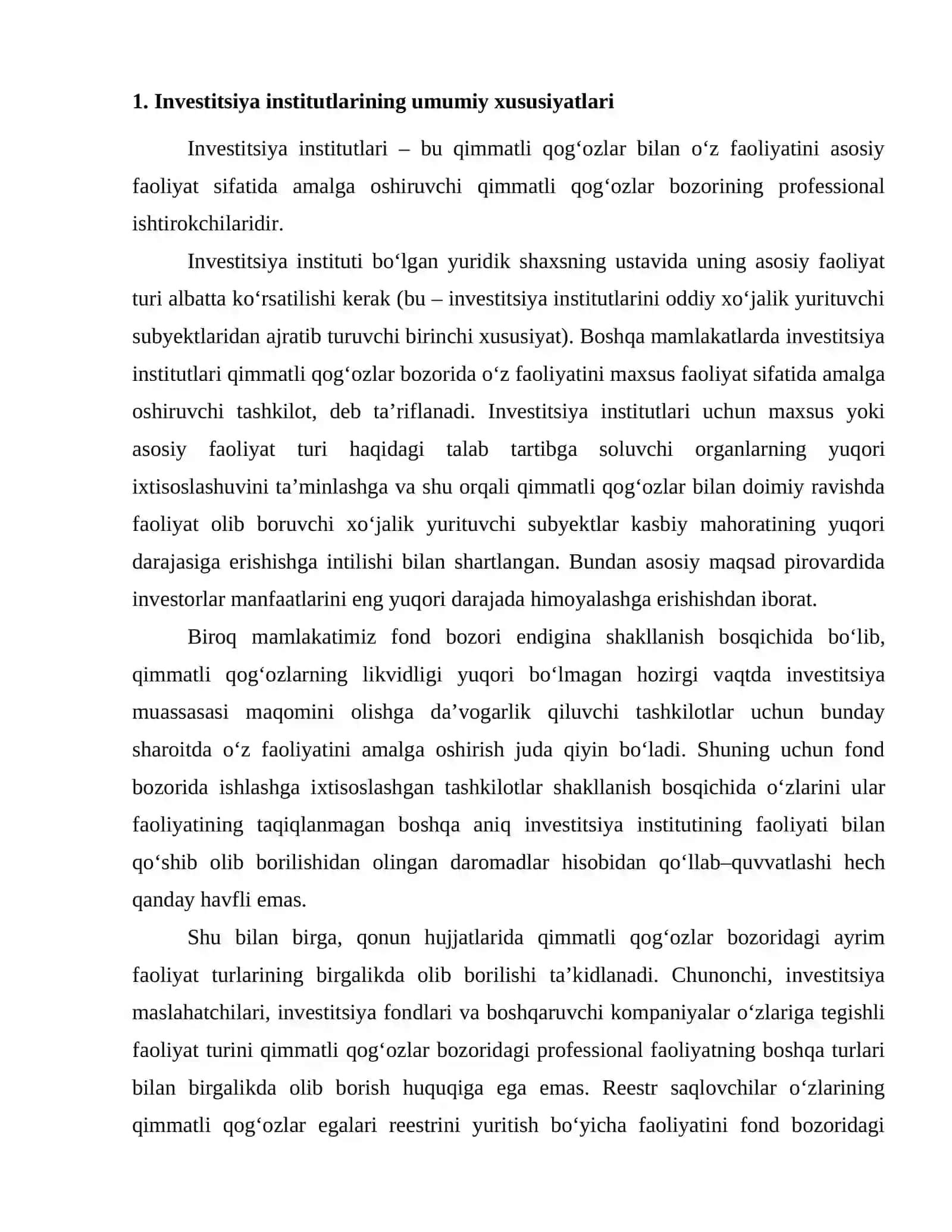 Investitsiyalarni tashkil etish va moliyalashtirishda investitsiya institutlarining roli 2